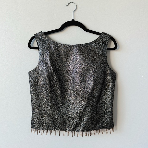 Vintage Cachet Metallic Beaded Trim Cropped Tank - Picture 5 of 8